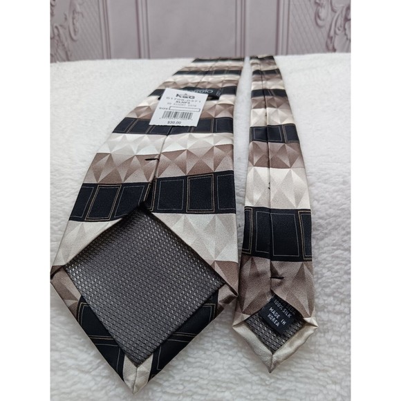 NWT Di Moggio Mens Premium Tie Pure Silk Handmade Smooth Brown/Beige MSRP $30 EC - Picture 8 of 15